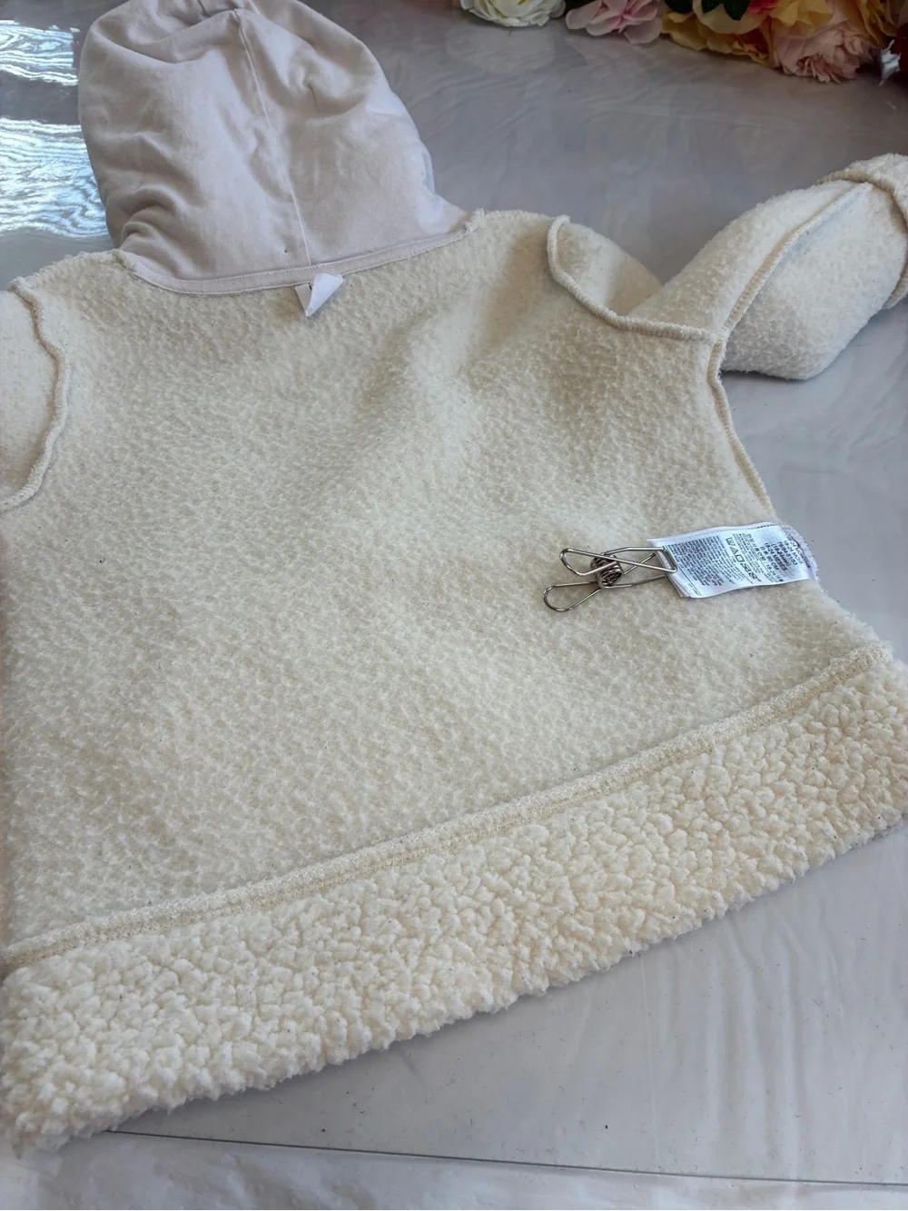 babyGap Sherpa Fleece Pullover Hoodie Ivory 18-24M Kangaroo Pocket Toddler